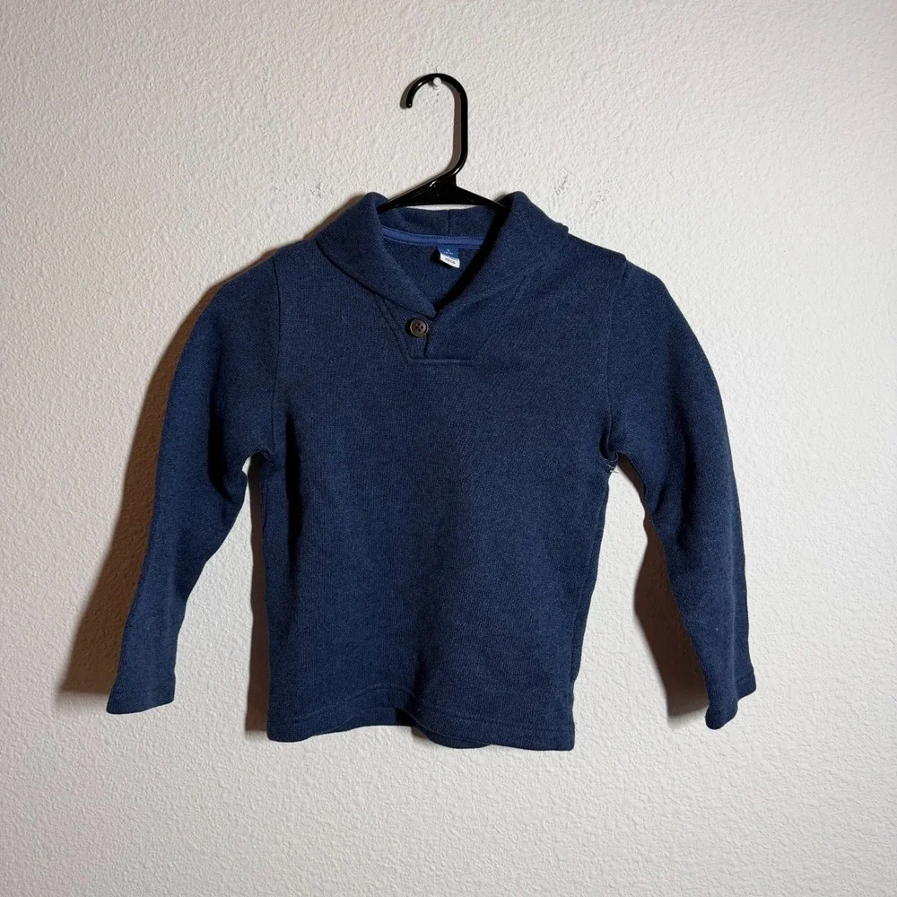 Old‎ Navy Shawl Collar Sweater Boys S 6-7 Navy Blue Long Sleeves Fleece Pullover